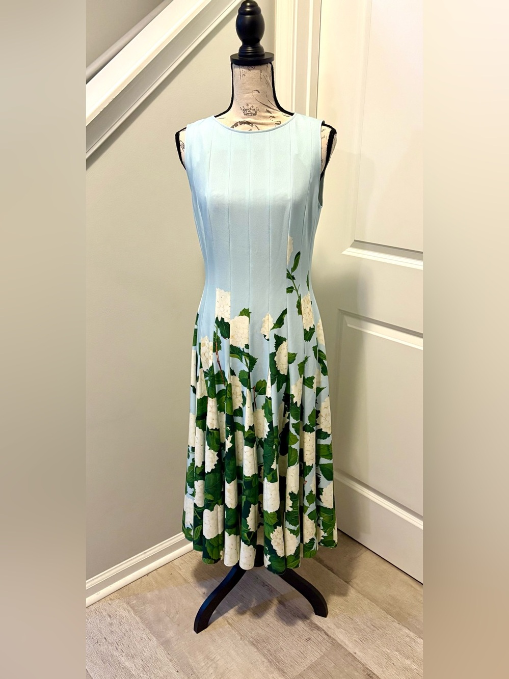 Oscar de la Renta Hydrangea Pleated Dégradé Fit Flare Dress 10 NWOT Italy